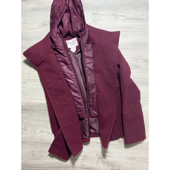 Burgundy American Rag Hooded Peacoat Jacket Size S - Picture 5 of 12